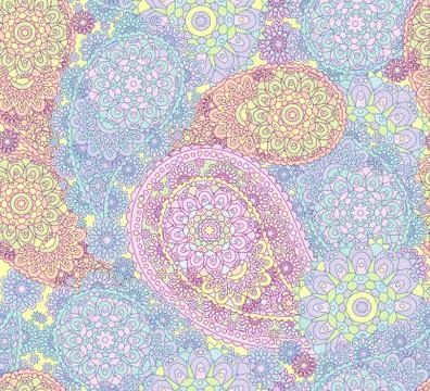 Vector Seamless Oriental Pattern. Colorful Paisley Illustrazione stock