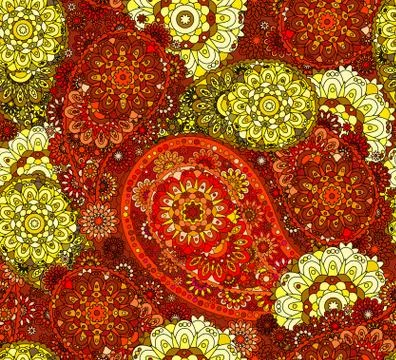 Vector Seamless Oriental Pattern. Colorful Paisley Illustrazione stock