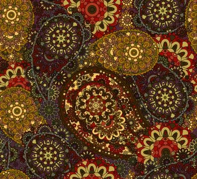 Vector Seamless Oriental Pattern. Colorful Paisley Stock Illustration