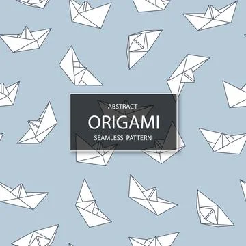 Vector seamless origami paper pattern with geometric ships. Decorative delicate 库存插图