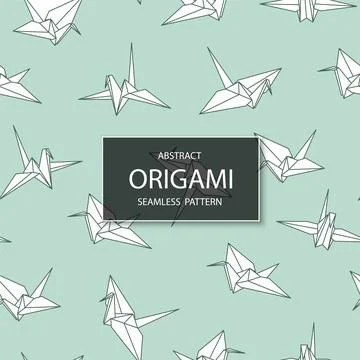 Vector seamless origami paper pattern with geometric birds. Decorative delicate Illustrazione stock
