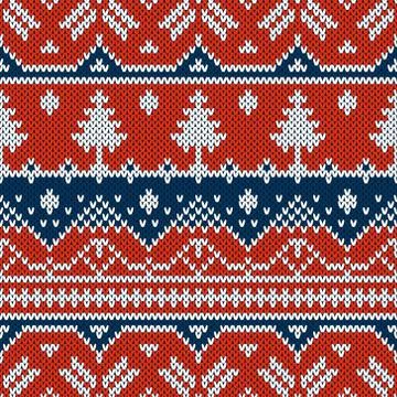 Vector seamless ornament on the knitted texture Stock Illustration