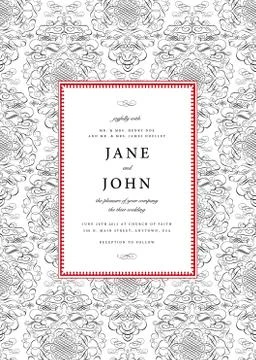 Vector seamless ornament pattern and red ornate frame Иллюстрация