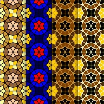 Vector seamless ornamental eastern pattern set illustration Stock Illustration