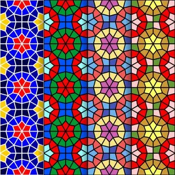 Vector seamless ornamental eastern pattern set illustration 스톡 일러스트