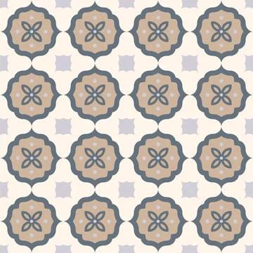 Vector seamless ornamental geometric pattern - beige design. Elegant repeatable イラスト素材