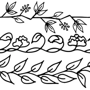 Vector seamless ornaments set. Simple floral pattern. イラスト素材