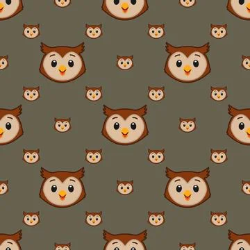Vector seamless owl pattern Stock Illustration
