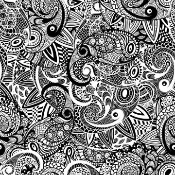 Vector seamless paisley doodle pattern Stock Illustration