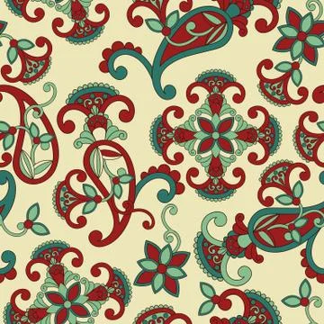 Vector seamless paisley pattern, イラスト素材