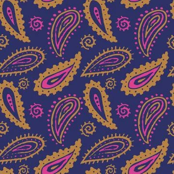 Vector seamless paisley pattern in vintage style. Retro pattern of abstract.. Stock Illustration