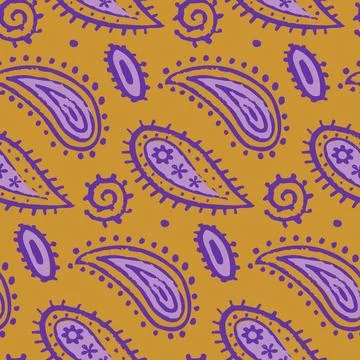 Vector seamless paisley pattern in vintage western style. Retro pattern of .. Stock Illustration