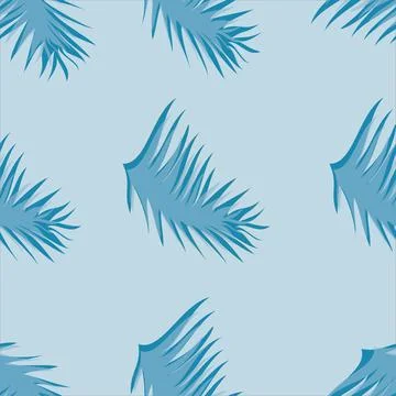 Vector seamless palm leaves pattern in blue colors. Pattern for textile, back Stock Illustration