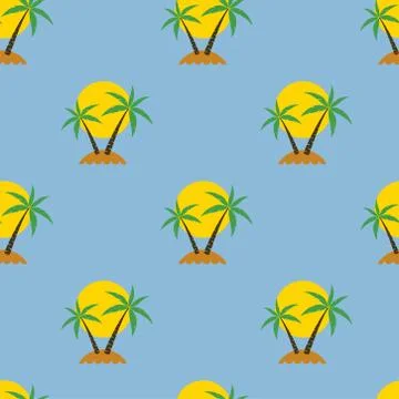 Vector seamless palm tree travel background Stock Illustration