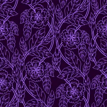 Vector seamless patern background with floral branches. Intricate ornament made Stock Illustration