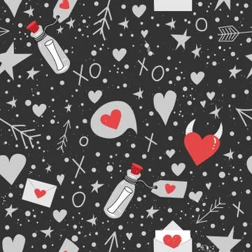 Vector seamless patern valentine day Hearts arrows Stock Illustration