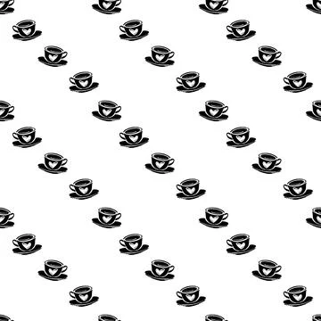 Vector seamless patten with hand drawn cup of coffee or tea cup and hearts... Stock Illustration
