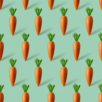 Vector Seamless Pattern With 3D Carrots. Organic Vegetable Wallpaper for Healthy Illustrazione stock