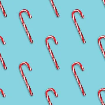 Vector Seamless Pattern with 3d Realistic Christmas and New Year Candy Cane on Illustrazione stock