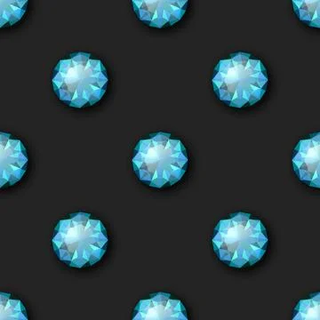 Vector Seamless Pattern with 3d Realistic Gemstone, Crystal, Rhinestones on Stock Illustration
