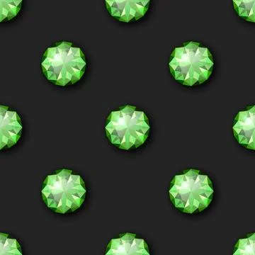 Vector Seamless Pattern with 3d Realistic Gemstone, Crystal, Rhinestones on Stock Illustration