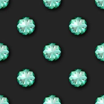 Vector Seamless Pattern with 3d Realistic Gemstone, Crystal, Rhinestones on Stock Illustration