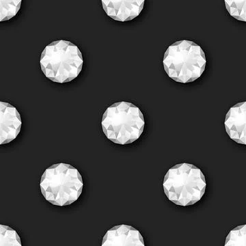 Vector Seamless Pattern with 3d Realistic Gemstone, Crystal, Rhinestones on 스톡 일러스트