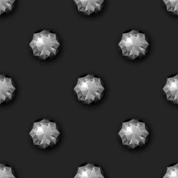 Vector Seamless Pattern with 3d Realistic Gemstone, Crystal, Rhinestones on Stock Illustration
