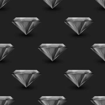 Vector Seamless Pattern with 3d Realistic Gemstone, Crystal, Rhinestones on Stock Illustration