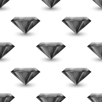 Vector Seamless Pattern with 3d Realistic Gemstone, Crystal, Rhinestones on Stock Illustration