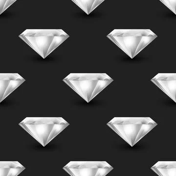 Vector Seamless Pattern with 3d Realistic Gemstone, Crystal, Rhinestones on Stock Illustration