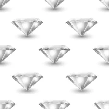 Vector Seamless Pattern with 3d Realistic Gemstone, Crystal, Rhinestones on Stock Illustration