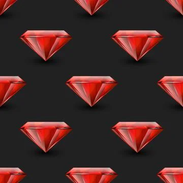 Vector Seamless Pattern with 3d Realistic Gemstone, Crystal, Rhinestones on Stock Illustration