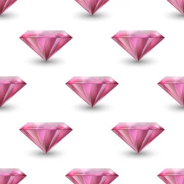Vector Seamless Pattern with 3d Realistic Gemstone, Crystal, Rhinestones on Stock Illustration