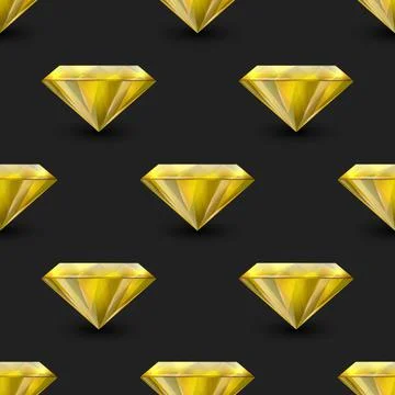 Vector Seamless Pattern with 3d Realistic Gemstone, Crystal, Rhinestones on Stock Illustration