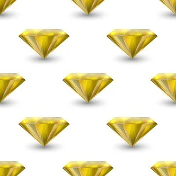 Vector Seamless Pattern with 3d Realistic Gemstone, Crystal, Rhinestones on Stock Illustration