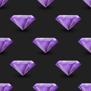 Vector Seamless Pattern with 3d Realistic Gemstone, Crystal, Rhinestones on Stock Illustration