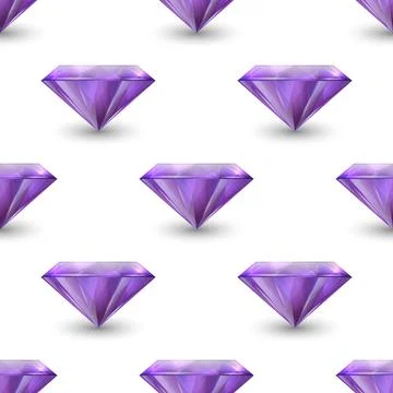 Vector Seamless Pattern with 3d Realistic Gemstone, Crystal, Rhinestones on Stock Illustration