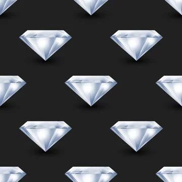 Vector Seamless Pattern with 3d Realistic Gemstone, Crystal, Rhinestones on Stock Illustration