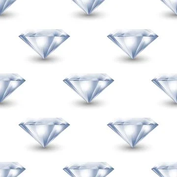 Vector Seamless Pattern with 3d Realistic Gemstone, Crystal, Rhinestones on Stock Illustration