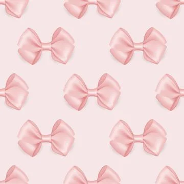 Vector Seamless Pattern with 3d Realistic Pink Silk, Satin Gift Bow. Bow for Stockillustratie