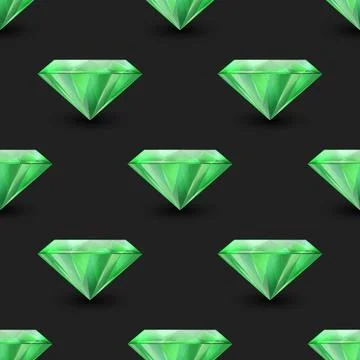 Vector Seamless Pattern with 3d Realistic Gemstone, Crystal, Rhinestones on Illustrazione stock