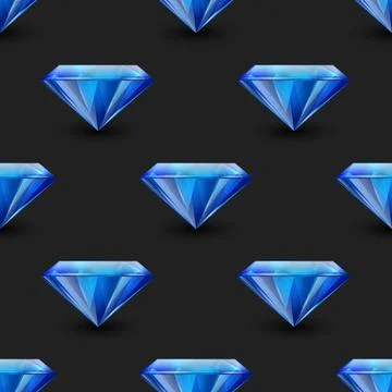Vector Seamless Pattern with 3d Realistic Gemstone, Crystal, Rhinestones on Stock Illustration