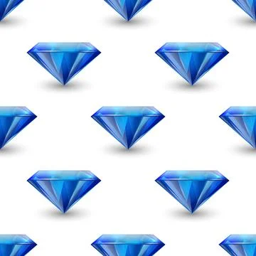 Vector Seamless Pattern with 3d Realistic Gemstone, Crystal, Rhinestones on Stock Illustration