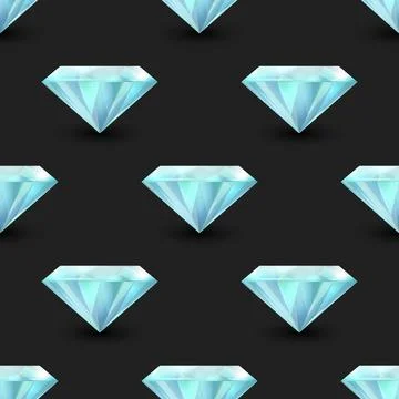 Vector Seamless Pattern with 3d Realistic Gemstone, Crystal, Rhinestones on Illustrazione stock