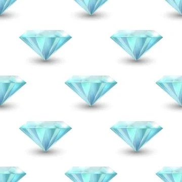 Vector Seamless Pattern with 3d Realistic Gemstone, Crystal, Rhinestones on Stock Illustration