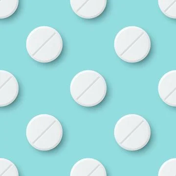 Vector Seamless Pattern with 3d Realistic White Round Pharmaceutical Medical Stockillustratie