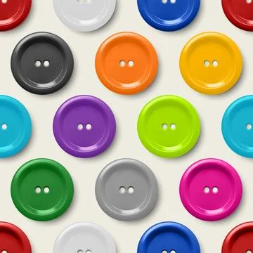 Vector Seamless Pattern with 3d Realistic Buttons for Clothes Closeup Isolated 库存插图