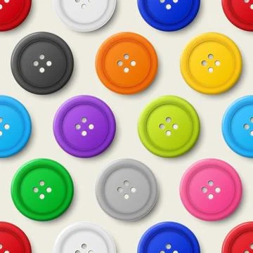 Vector Seamless Pattern with 3d Realistic Buttons for Clothes Closeup Isolated Ilustración de archivo