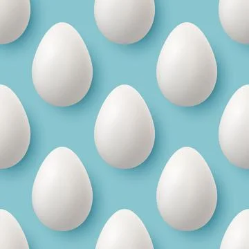 Vector Seamless Pattern with 3d Realistic White Chicken Eggs Closeup Isolated on Stock Illustration